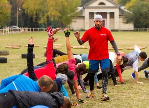 Stretching at the end of the workout. Stock Photos