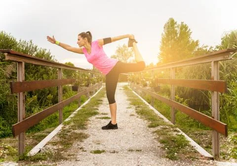 Stretching excercising. Stock Photos