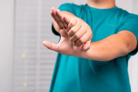 Stretching exercise demonstration indoor setting fitness content calm envir.. Stock Photos