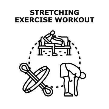 Stretching exercise workout activity for wellbeing Stock Illustration