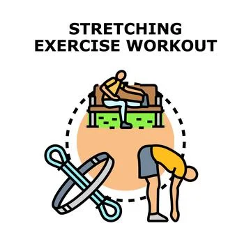 Stretching exercise workout activity for wellbeing Stock Illustration