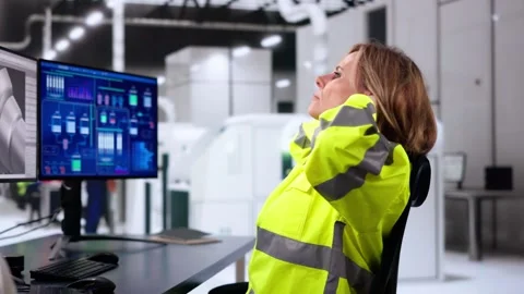 Stretching Exercise Workout Near Computer Video stock 286765753