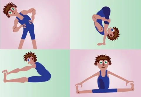 Stretching exercises 1 Stock Illustration