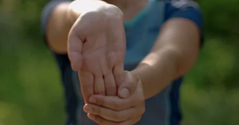 Stretching hands in nature 스톡 동영상 53126810