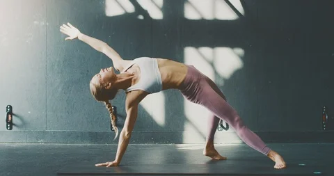 Stretching is her meditation Stock Footage 125790585