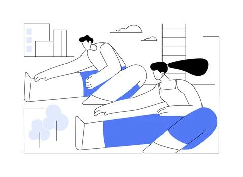 Stretching isolated cartoon vector illustrations. Ilustración de archivo