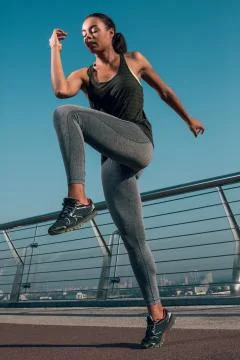 Stretching legs during regular exercises stock photo Stock Photos