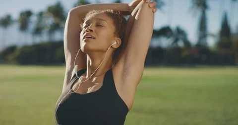 Stretching makes her happy Stock Footage 124244783