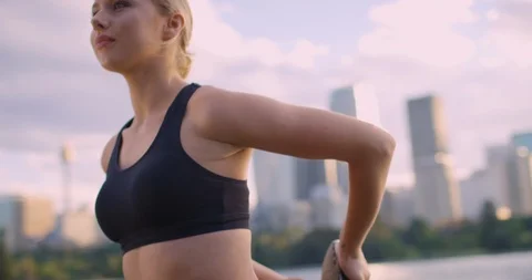 Stretching model activewear Stock Footage 102475433