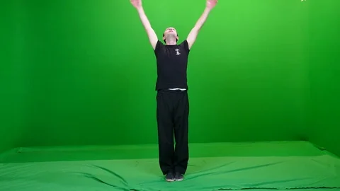 Stretching Out on Green Screen Stock Footage 83738354