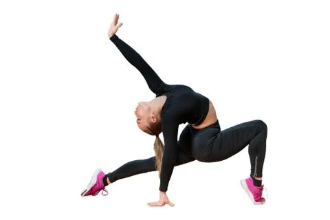 Stretching pose with arm up Stock Photos