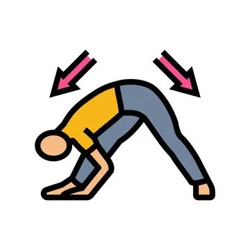 Stretching pose arrows flexibility color icon vector illustration Illustrazione stock