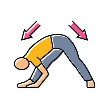 Stretching pose arrows flexibility color icon vector illustration Illustrazione stock