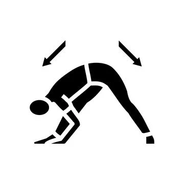 Stretching pose arrows flexibility glyph icon vector illustration Illustrazione stock