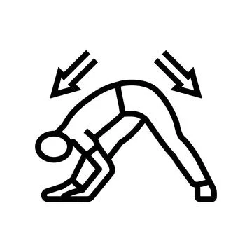 Stretching pose arrows flexibility line icon vector illustration Illustrazione stock