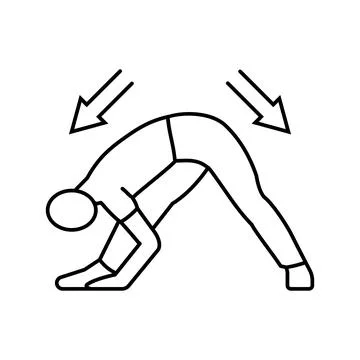 Stretching pose arrows flexibility line icon vector illustration Illustrazione stock