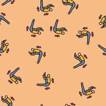 Stretching pose arrows flexibility vector seamless pattern Stock Illustration