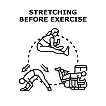 Stretching routine before training for physical fitness Stock Illustration