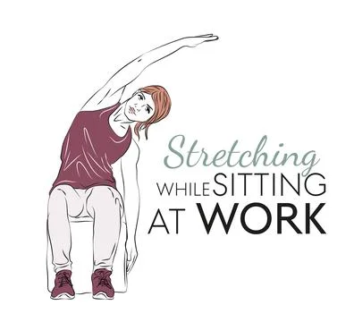 Stretching sitting at the workplace should be performed while sitting on a ch Stock Illustration