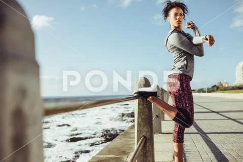 Stretching workout before a run Stock Photos