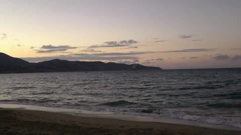 Strew umbrelas on the Greece beach Stock Footage 8990133