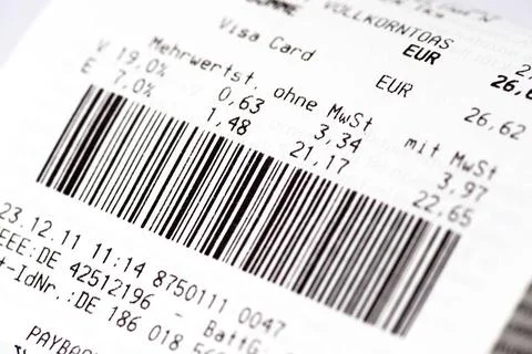 Strichcode Einkaufsbon mit Barcode vor weissem Hintergrund Copyright: xZoo... Stock-Fotos