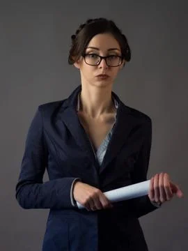 Strict businesswoman  with documents Stock Photos