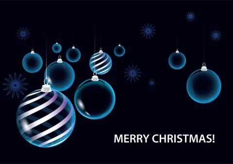 Strict dark blue christmas vector card balls Stock Illustration