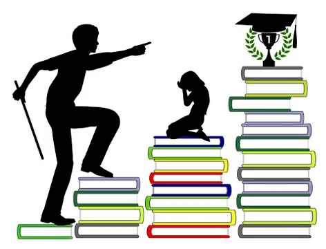 Strict teacher at school Illustrazione stock