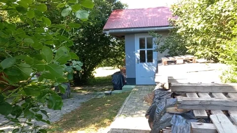 Strictly Private Dream Estate Backyard House Carpenter Stock-Footage 341757463