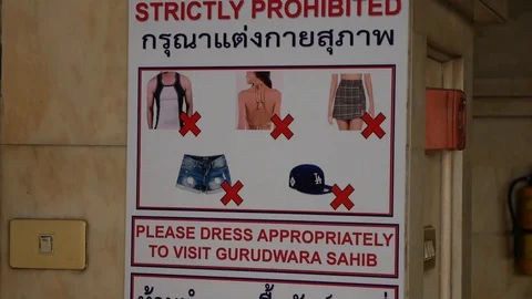 Strictly prohibited to attend the Sikh Temple or Gurdwara Siri Guru Singh Sabha Video stock 124113732