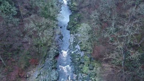 The Strid aerial pan down the river Stock Footage 311404259
