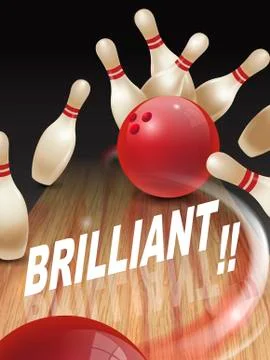 Strike bowling 3D illustration Stock Illustration