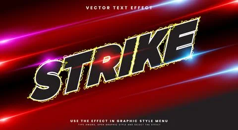 Strike flash lightning typography editable text effect Illustrazione stock