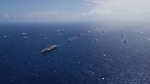 Strike force of ships from U.S. Armed Forces Pacific Command in Pacific Ocean Vídeos de archivo 84016905