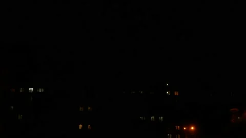 Strike of lightning into building in city. Rain, lightning, shot in the city  Stock Footage 156736830