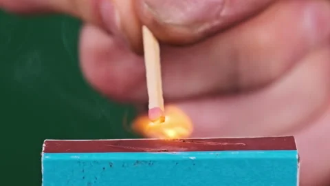 Strike a Match on a Matchbox in Slow Motion Stock Footage 264809939