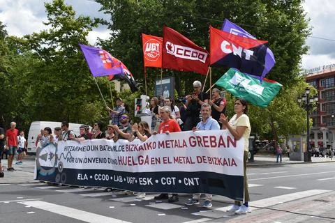 Strike protest bilbao. Protesters calling for a strike Stock Photos