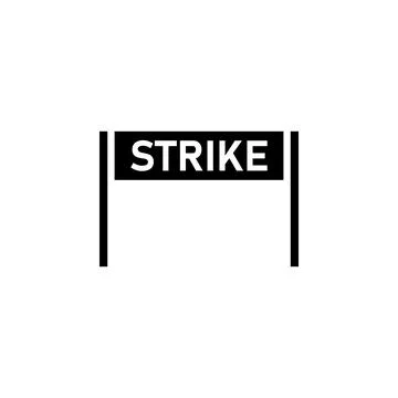 Strike Signboard, Banner, Board Solid Flat Vector Icon Isolated on White Back Stock Illustration