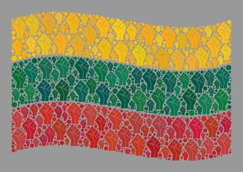 Strike Waving Lithuania Flag - Mosaic with Fist Elements 库存插图