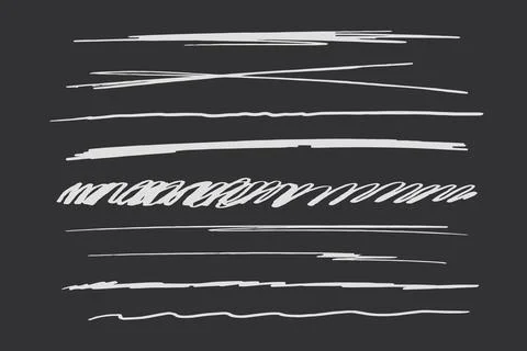 Strikethrough underlines, set chalk stroke, marker lines grunge curve, wvy free Stock Illustration
