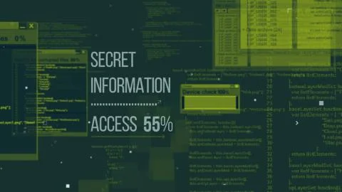 Striking 3d illustration of hackers code with a memo Secret Information Acces Illustrazione stock