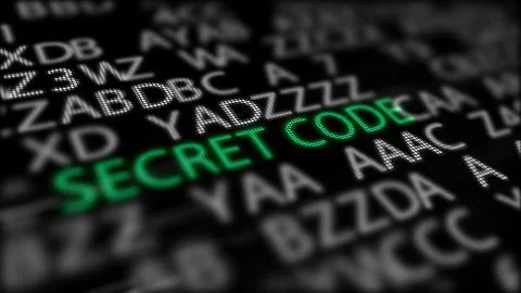 A striking 3d rendering of a secret code on a computer screen of a green colo 库存插图