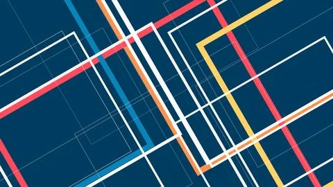 A striking abstract background with layered geometric grid lines in bold ne.. Stock Illustration