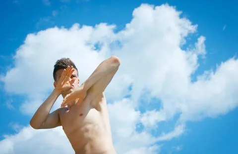 Striking athletic man Foto stock