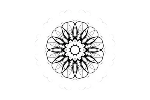 Striking Black White Mandala Complex Pattern Art Stock Illustration