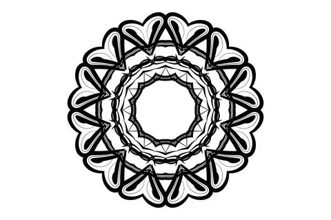 Striking Black White Mandala Complex Pattern Art Stock Illustration