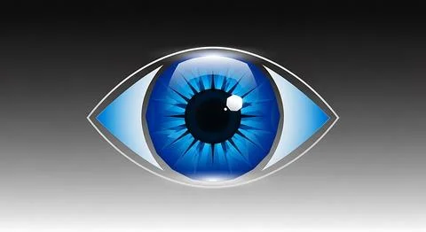 Striking blue human eye with a sharp, geometric iris design, symbolizing vi.. Stock Illustration
