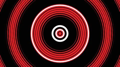 Striking concentric red and white circular pattern design with bold geometr.. Stock Illustration