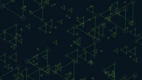 Striking green triangle pattern with intricate designs on black background Stock Footage 263567188